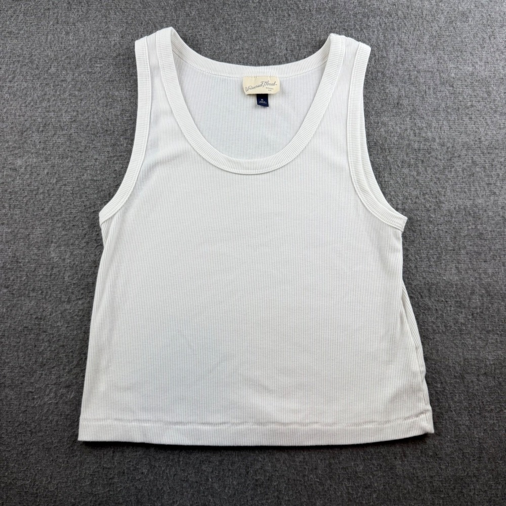 Universal Thread Tank Top Womens XL White Ribbed Scoop Neck Sleeveless Cotton